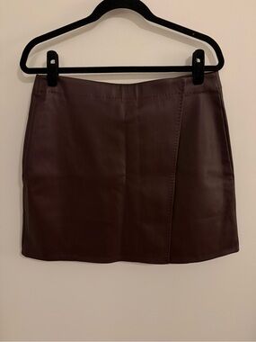 Max Studio Brown Faux Leather Mini Skirt